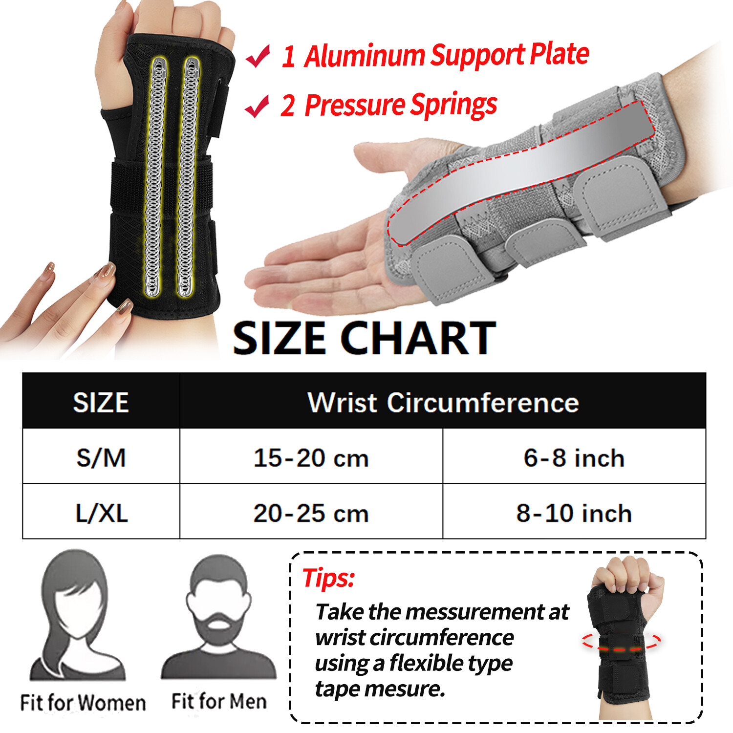Wrist Brace Support Carpal Tunnel Splint Arthritis Stabilizer Strap for Sprain