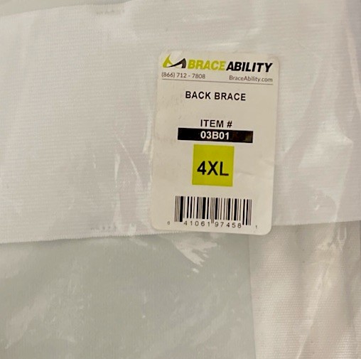 BraceAbility Back Brace #03B01 for Lower Back Pain, Lumbar Support. White New