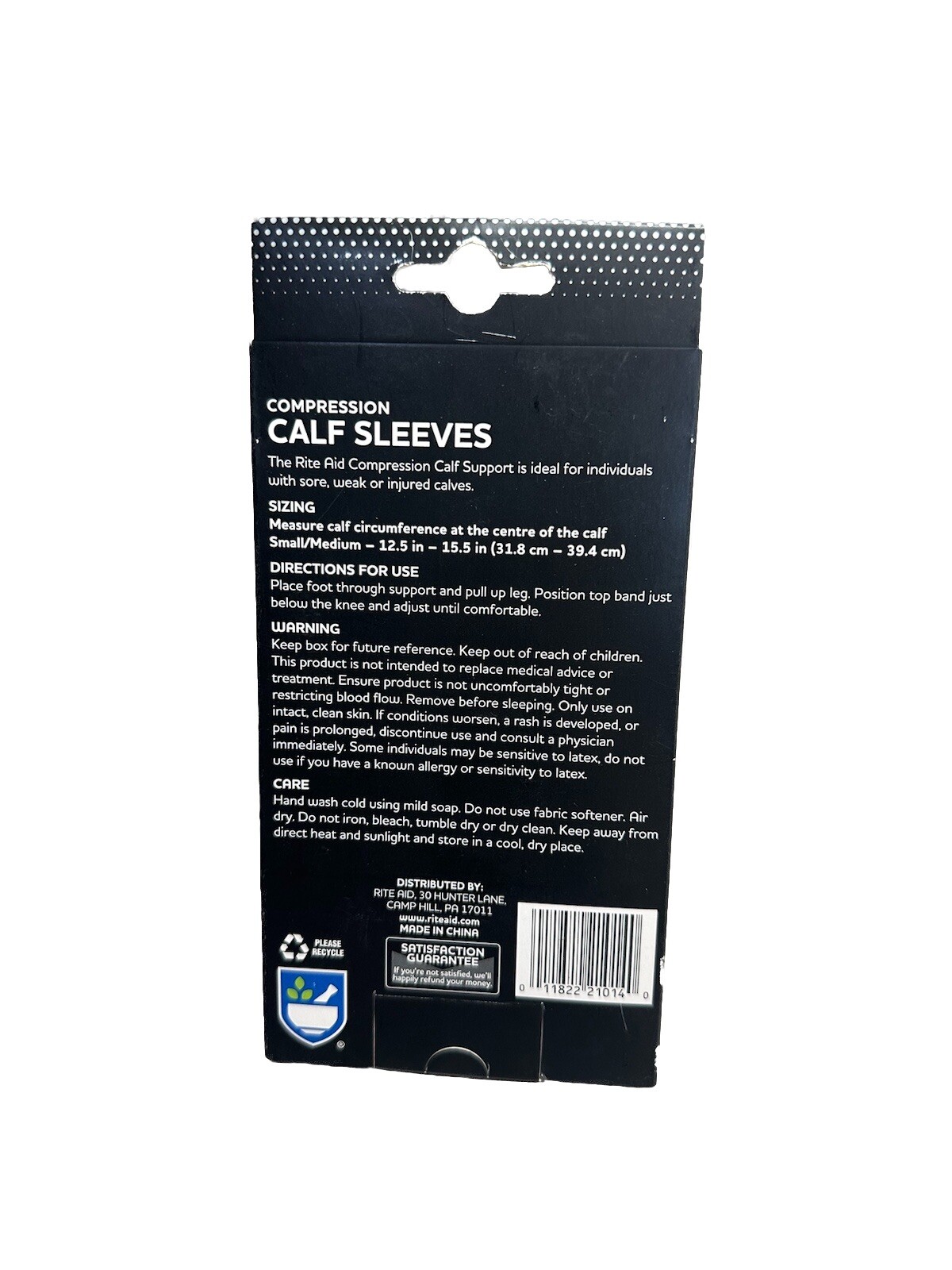 Rite Aid Compression Calf Sleeves Support for Sore, Weak, and Injured Calves S/M