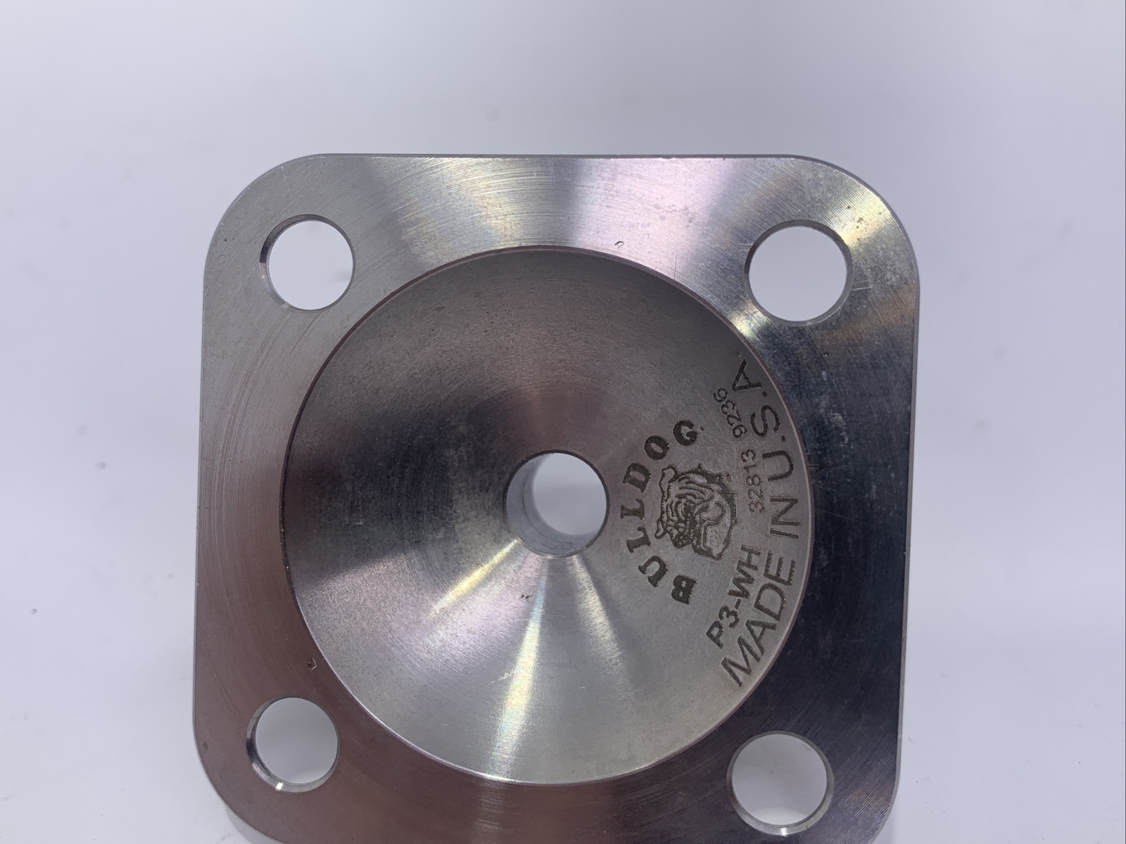 Bulldog prosthetic leg part, component, adapter, 4 hole male pyramid plate.