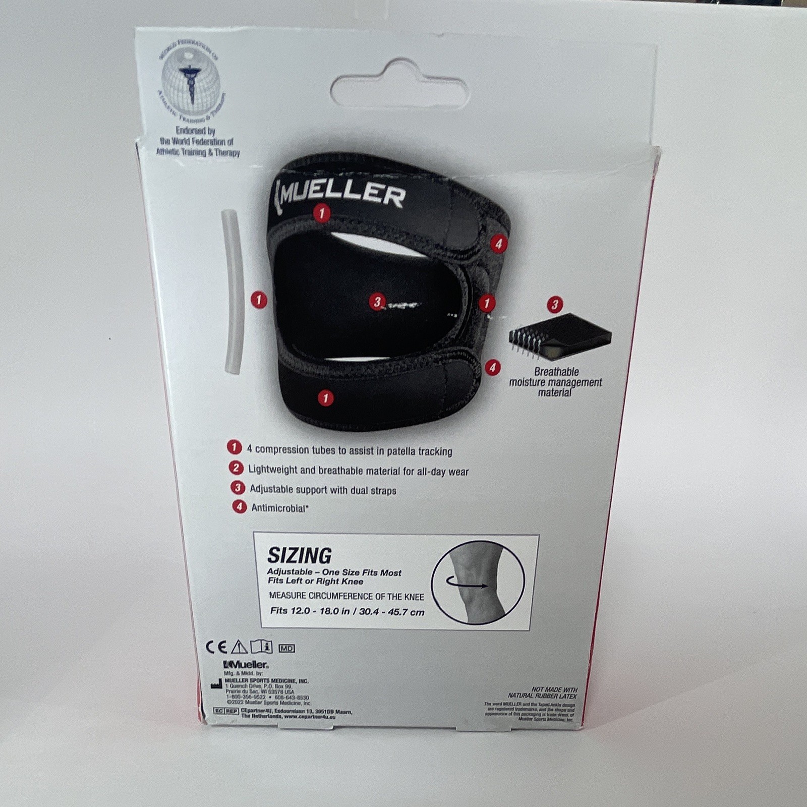 Mueller Adjustable Max Knee Strap Brace Black One Size Neoprene Support 6479