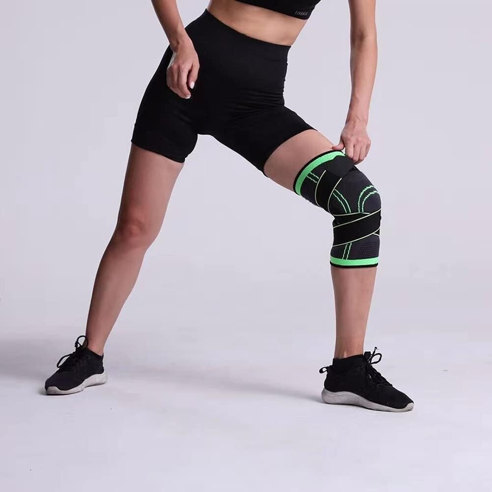 Compression Knee Brace for Arthritis Pain, Black and Green, Large