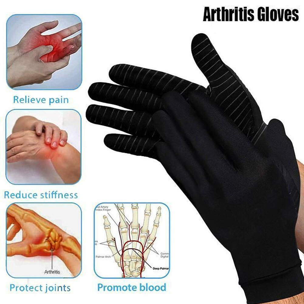 Copper Compression Arthritis Gloves Hand Support Joint Pain Relief Pair Gloves