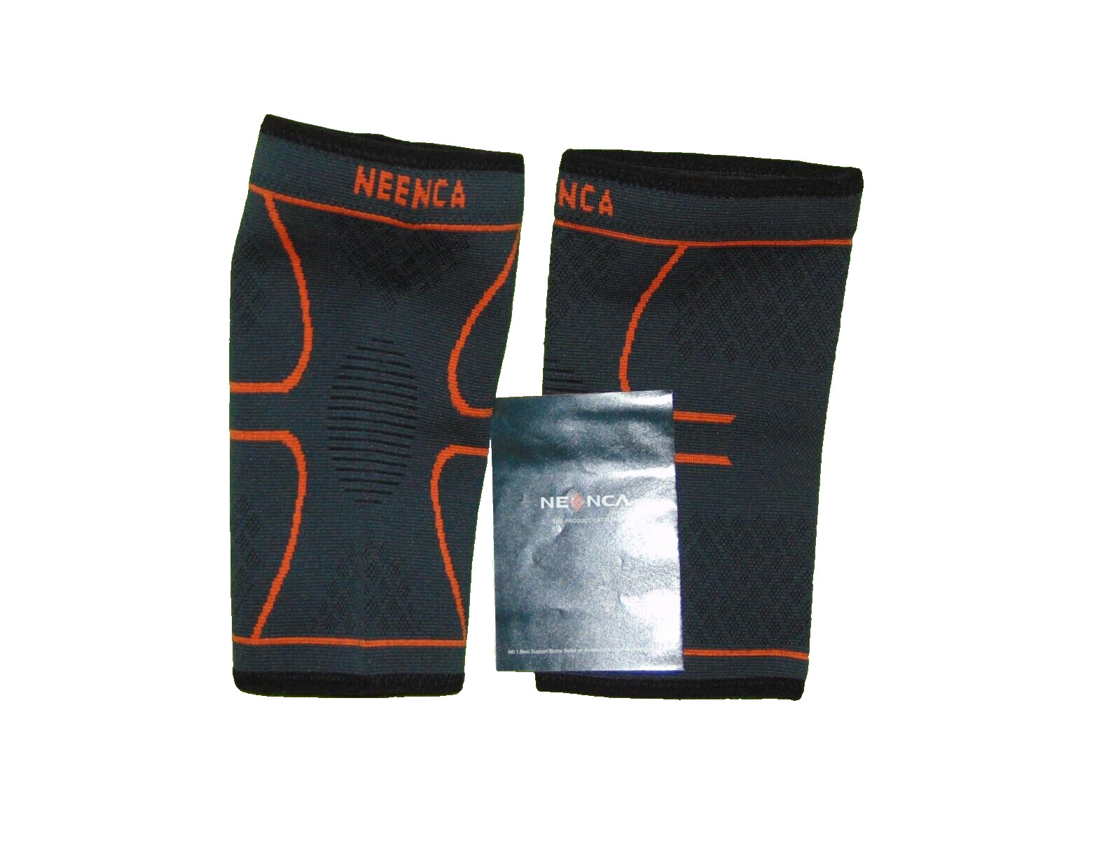 Neenca Compression Knee Sleeves Small Unisex Black Orange Set of 2 Support