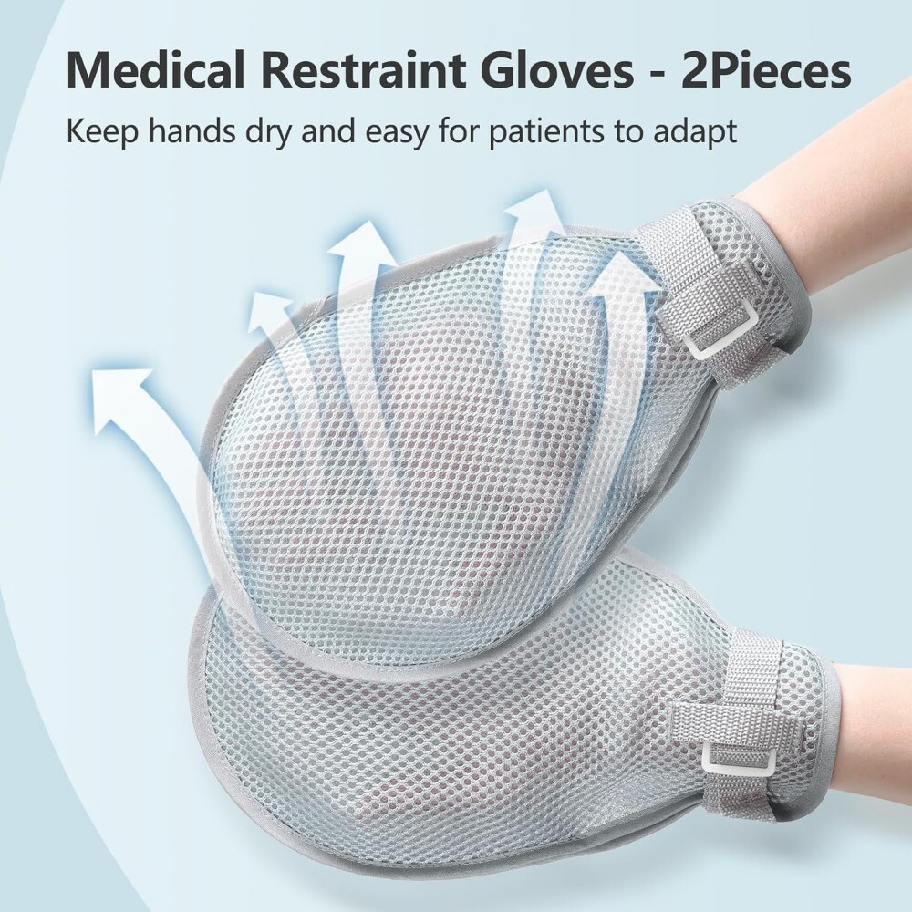 2Pcs Restraint Gloves Hand Protective Mitts for Dementia Elderly Autistic Child