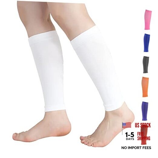 Calf Compression Sleeves for Men & Women (20-30mmhg) – Leg Medium White