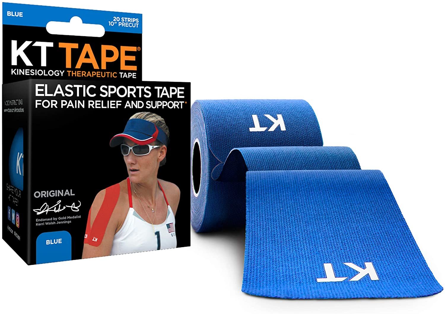 KT Tape Cotton 20 Strip 10″ Precut – Blue