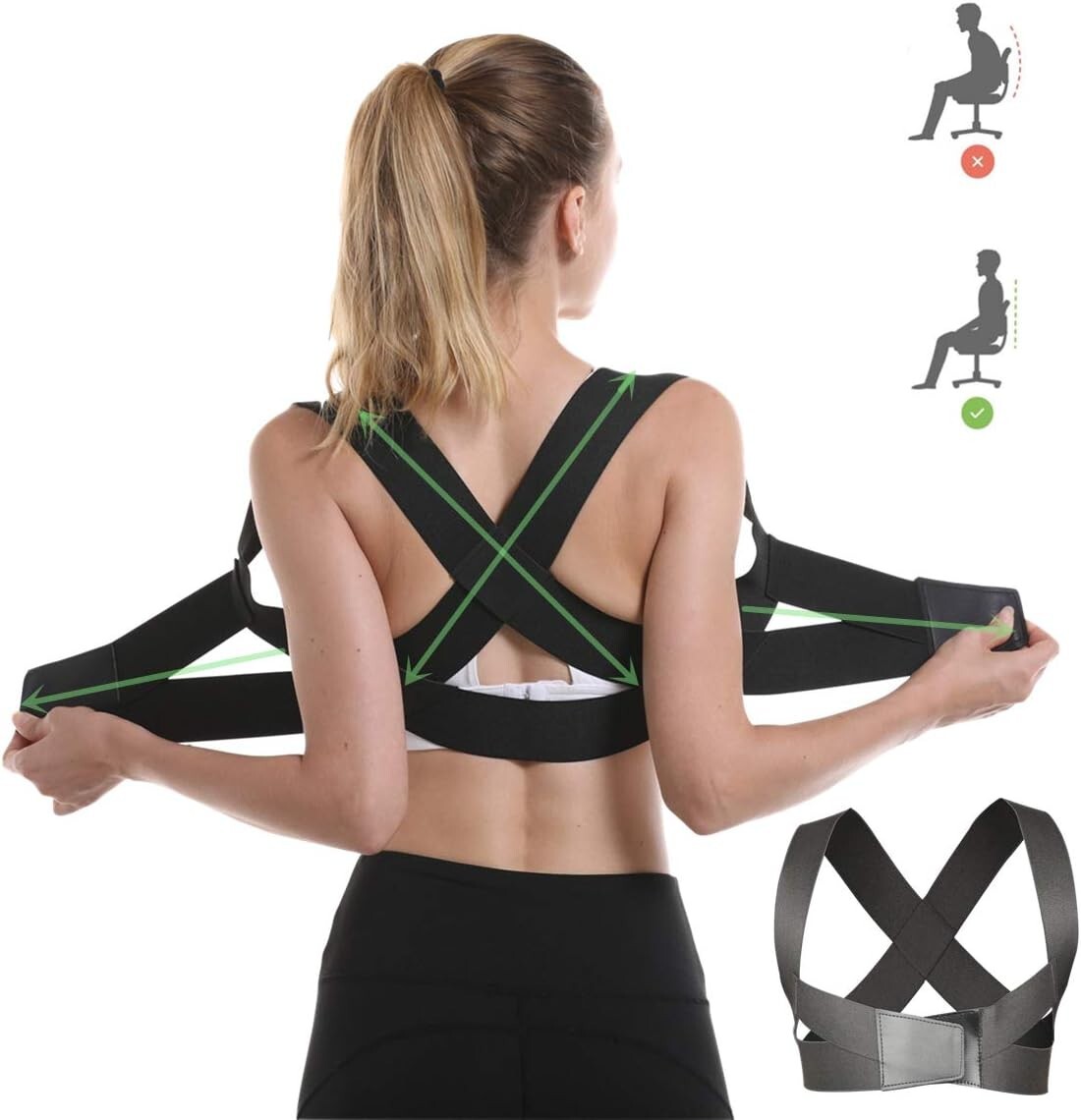 Posture Corrector for Women and Men Under Clothes, Adjustable Shoulder Straps. L