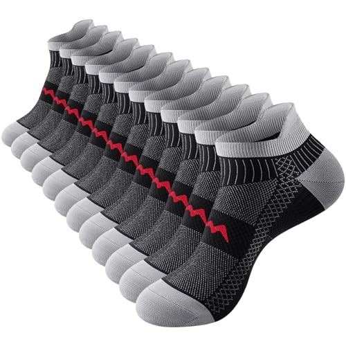 Ankle Compression Socks for Men and Women 6 Pairs, Low Cut Large Black