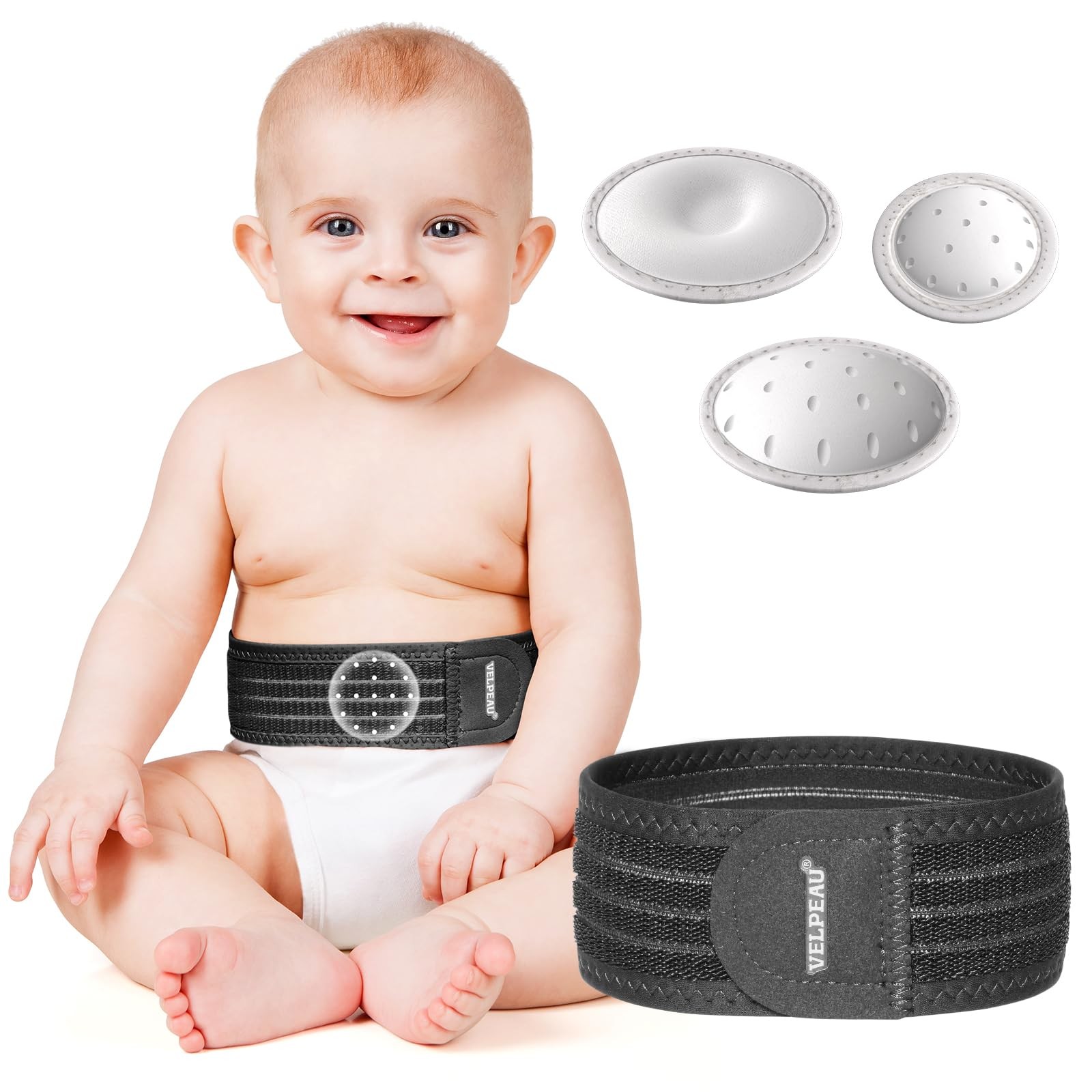 Velpeau Umbilical Hernia Belt Baby Newborn 3 Different Shaped Compression Pads