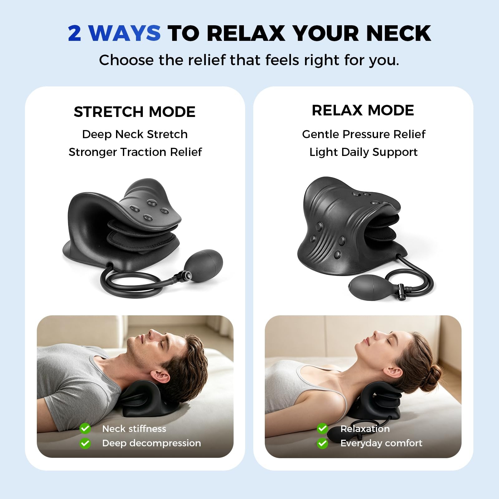 Neck Stretcher with Adjustable Airbag Height, Inflatable Neck and Shoulder Re…