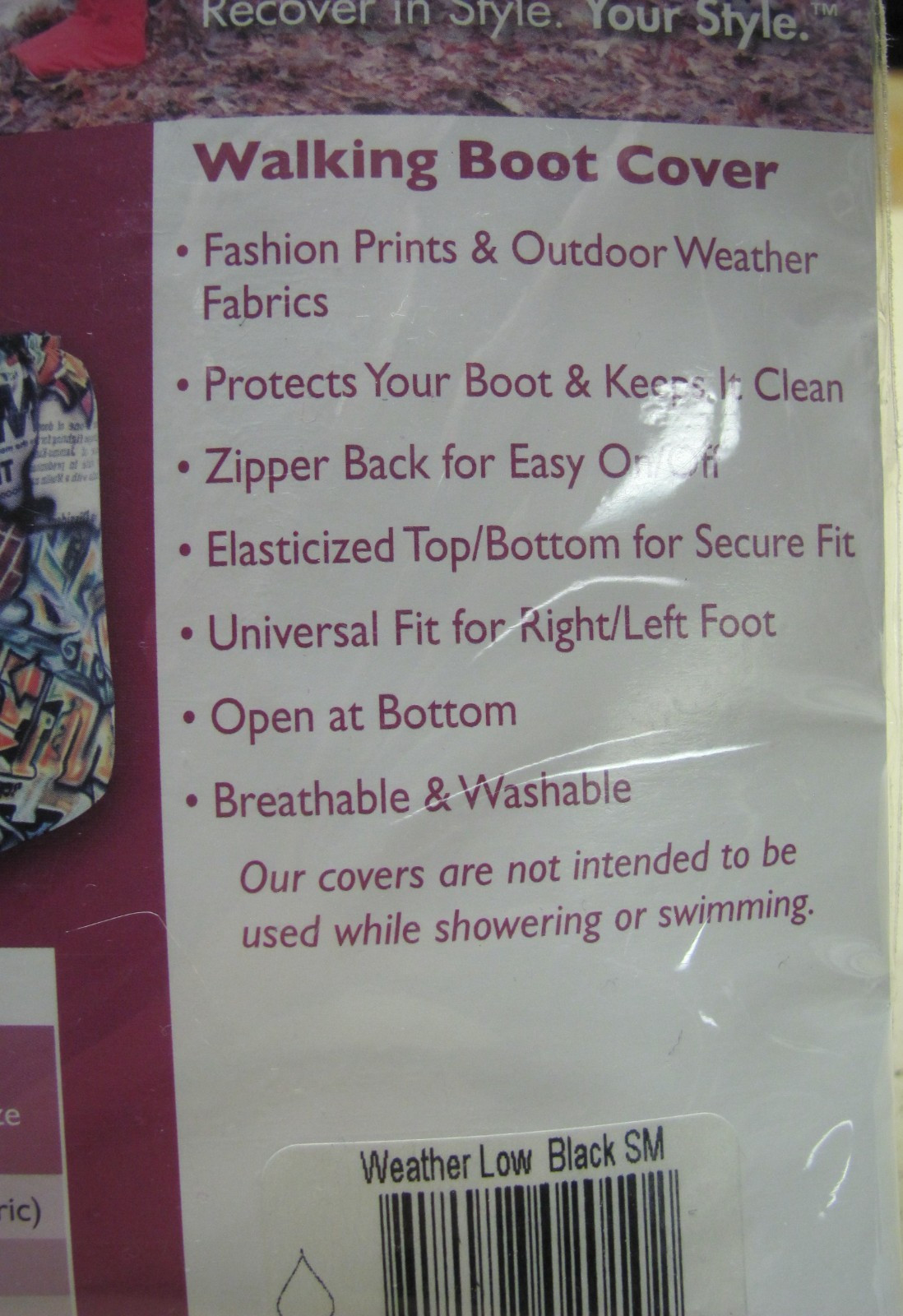 My Recovers Low Black Reusable/Washable Walking Boot Cover – Small (New)