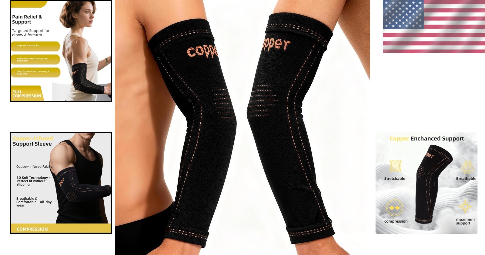 Breathable Arm Compression Sleeve Pair for Dual-Action Sports Recovery, Medium