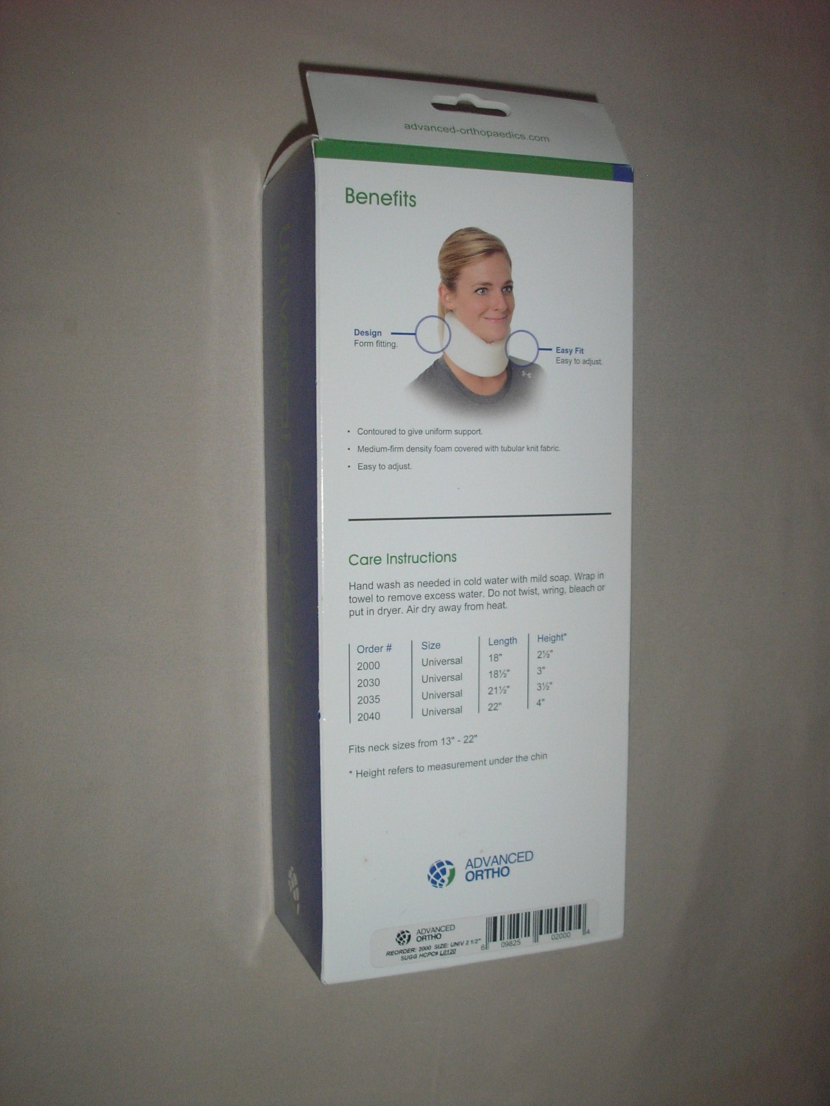 NEW!! SM Advanced Ortho Universal Cervical Collar #2000 Length 18″ Height 2-1/2″
