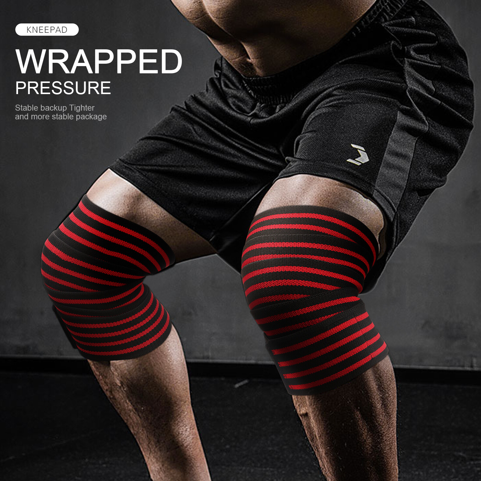 Elastic Knee Brace Leg Support Sleeve Grip Straps Wrap Gym Power Weight lifting