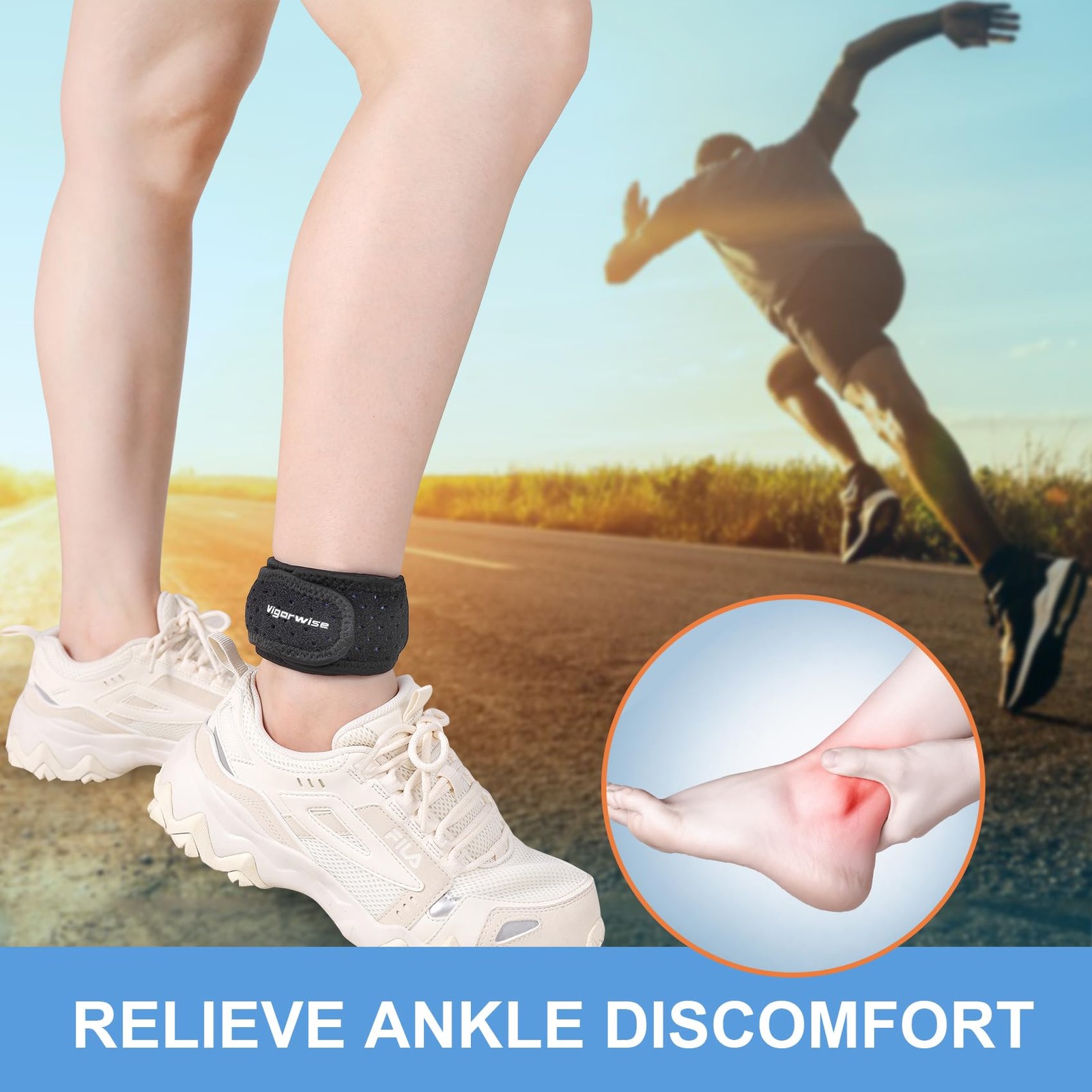 Vigorwise Achilles Tendonitis Brace, 1Pcs Adjustable One Size, Blue