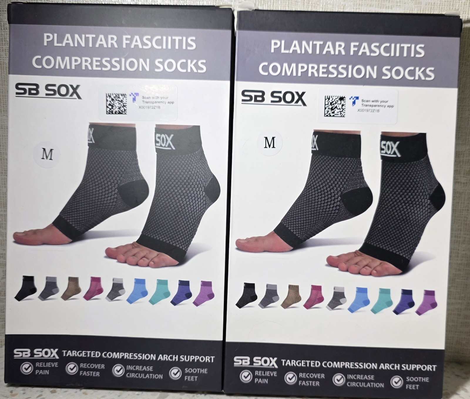 Lot of 2 SB SOX Plantar Fasciitis Compression Socks Arch Support Low Cut MEDIUM