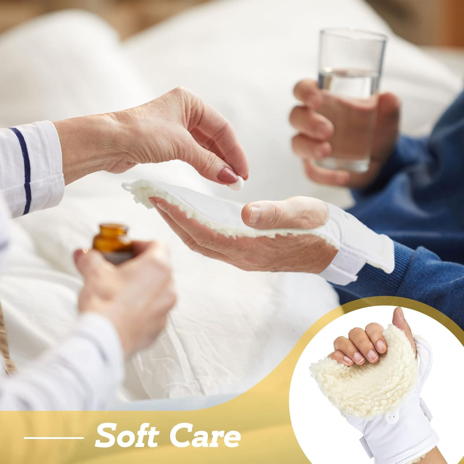 2 Pcs Palm Protector for Both Hands Finger Contractures Cushion with Elastic Ban