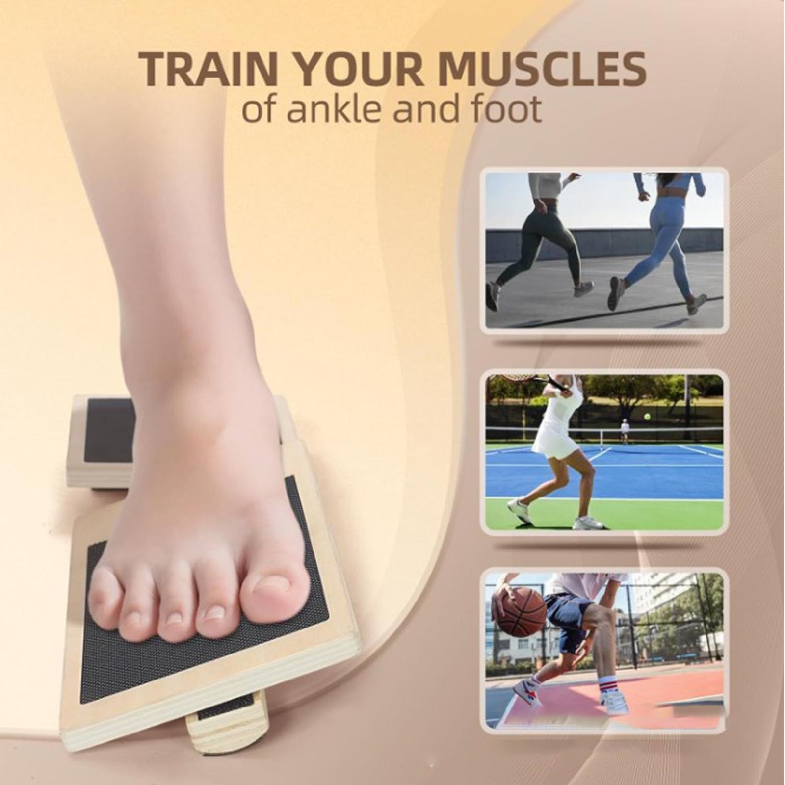 Single Leg Balance Board Wooden Ankle Foot Strengthener Trainer Balance Training
