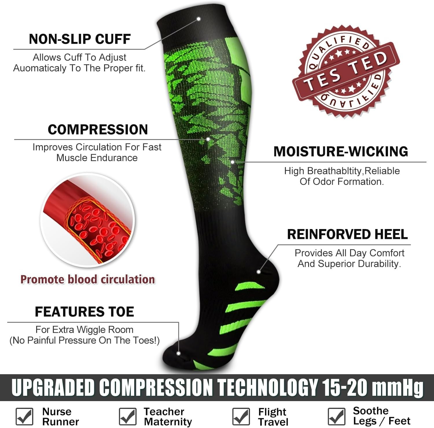 Bluemaple 6 Pack Copper Compression Socks for Women and Men Circulation-Best