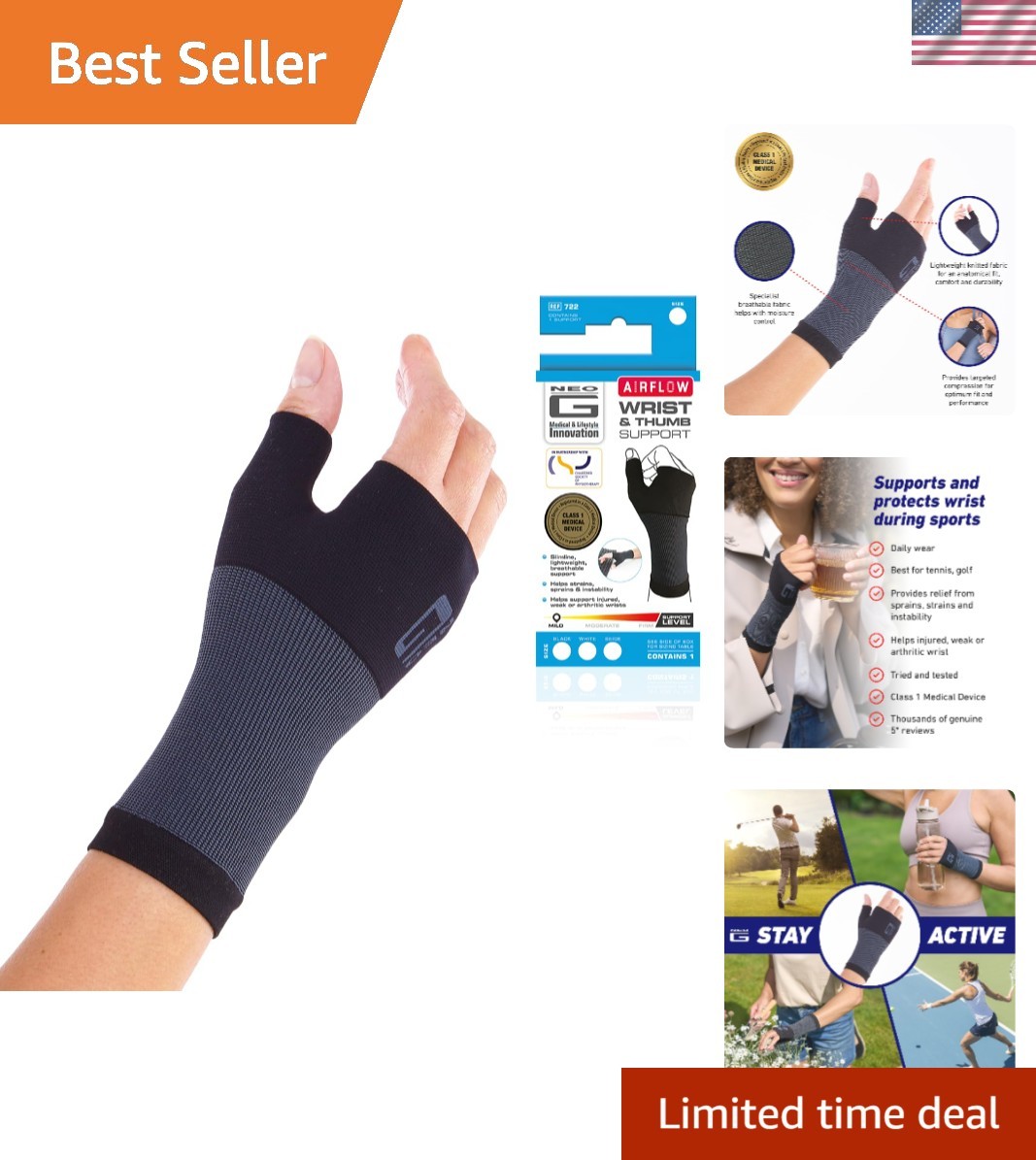 Pain Relief Compression Wrist Support Sleeve – Medical Grade, Medium Size