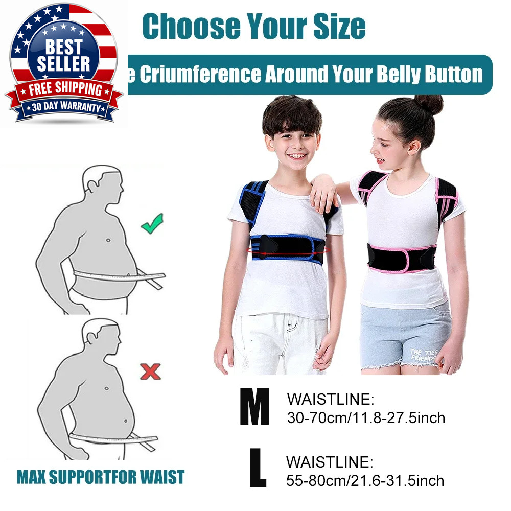 1PC Back Posture Corrector for Kids and Teens, Adjustable Wide Upper Back Straig