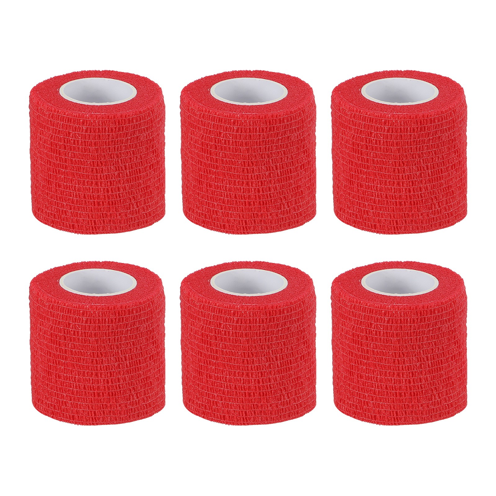 1″ x 177″ 6 Pcs Self Adhesive Bandage Wrap Elastic Self Tape Red