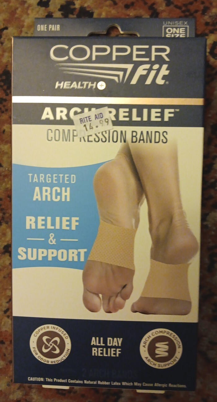 Copper Fit Copper Infused Arch Relief COMPRESSION BANDS One Size Unisex BNIB