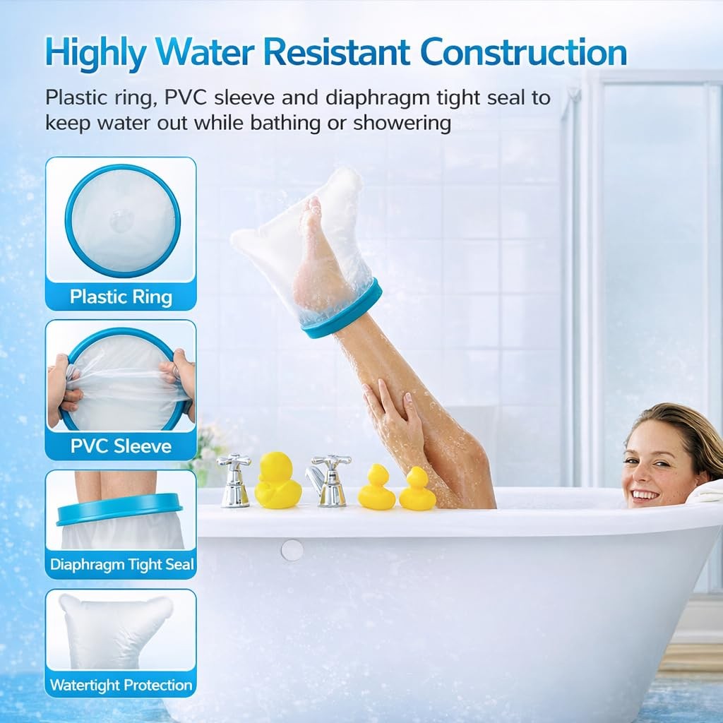 Waterproof Foot Cast Cover for Shower, Reusable Ankle Cast Protector for Adults,