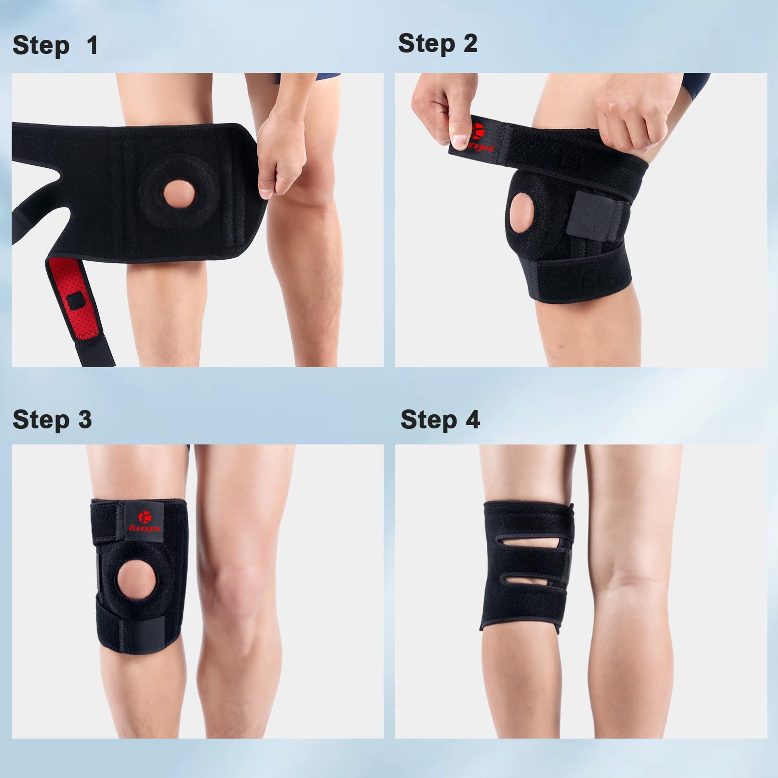 Knee Brace with Side Stabilizers & Patella Gel Pad,Adjustable Compression Kne…