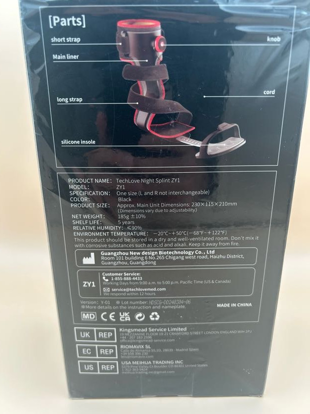 Tech Love Night Splint ZY1 – Adjustable Knob, Left/Right Foot Correction Support