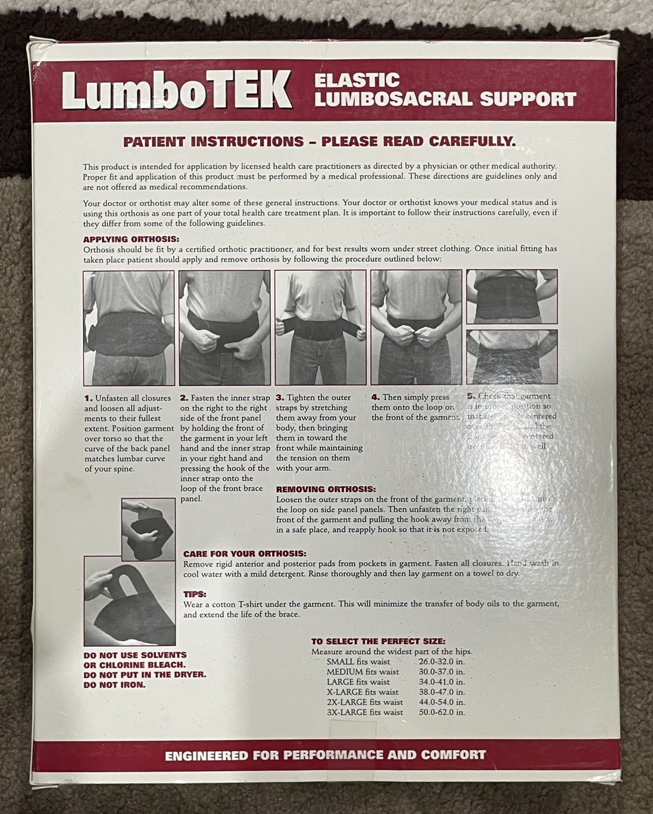 OTC LumboTek Lumbosacral Support w/ Back Inserts, 9″-3XL, Black, (2895-BL09-3L)