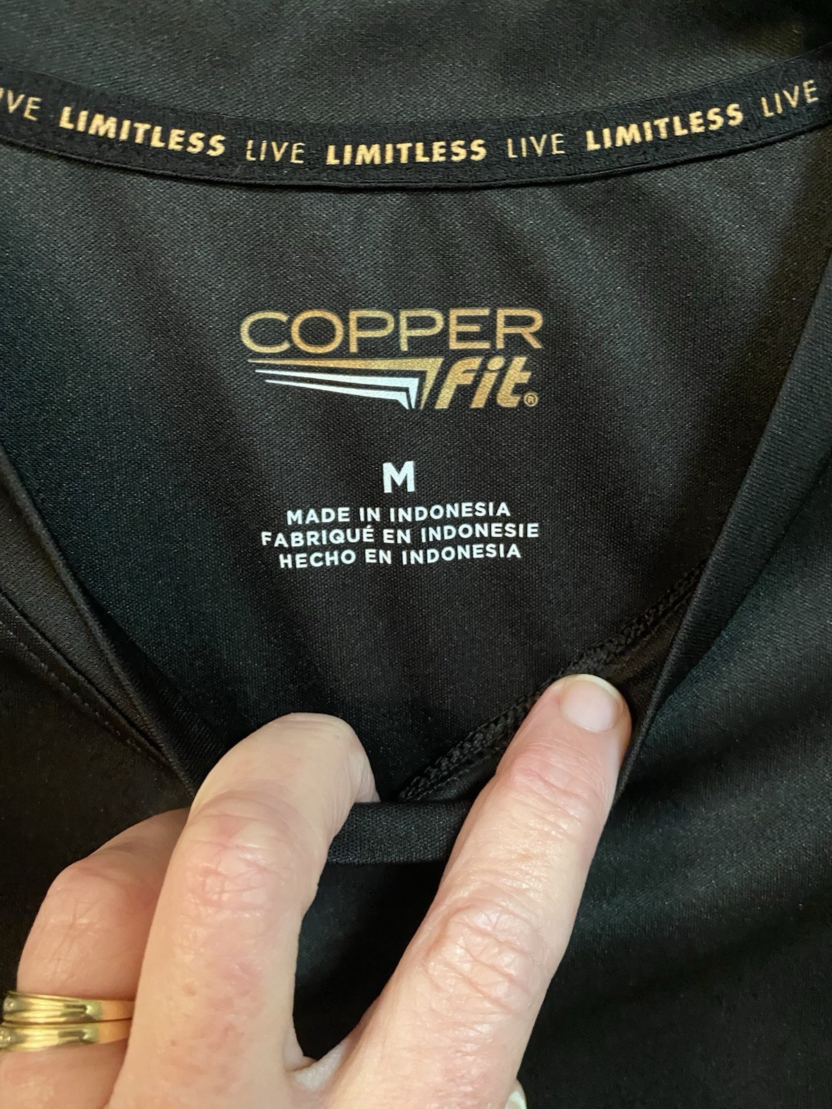 Copper Fit Black T-Shirt Infused Size Medium