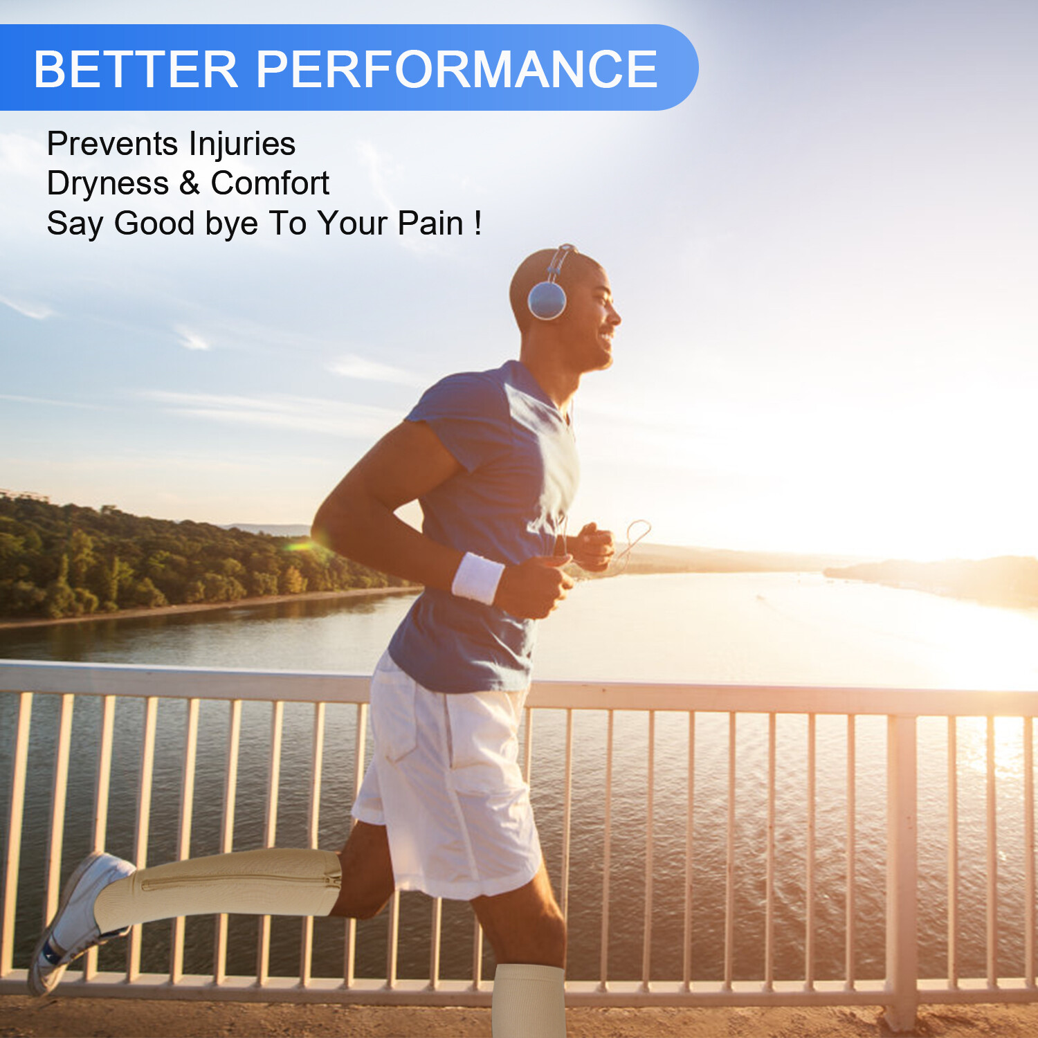 1/3pairs Zipper Compression Socks Increases Circulation Reduces Muscle Swelling