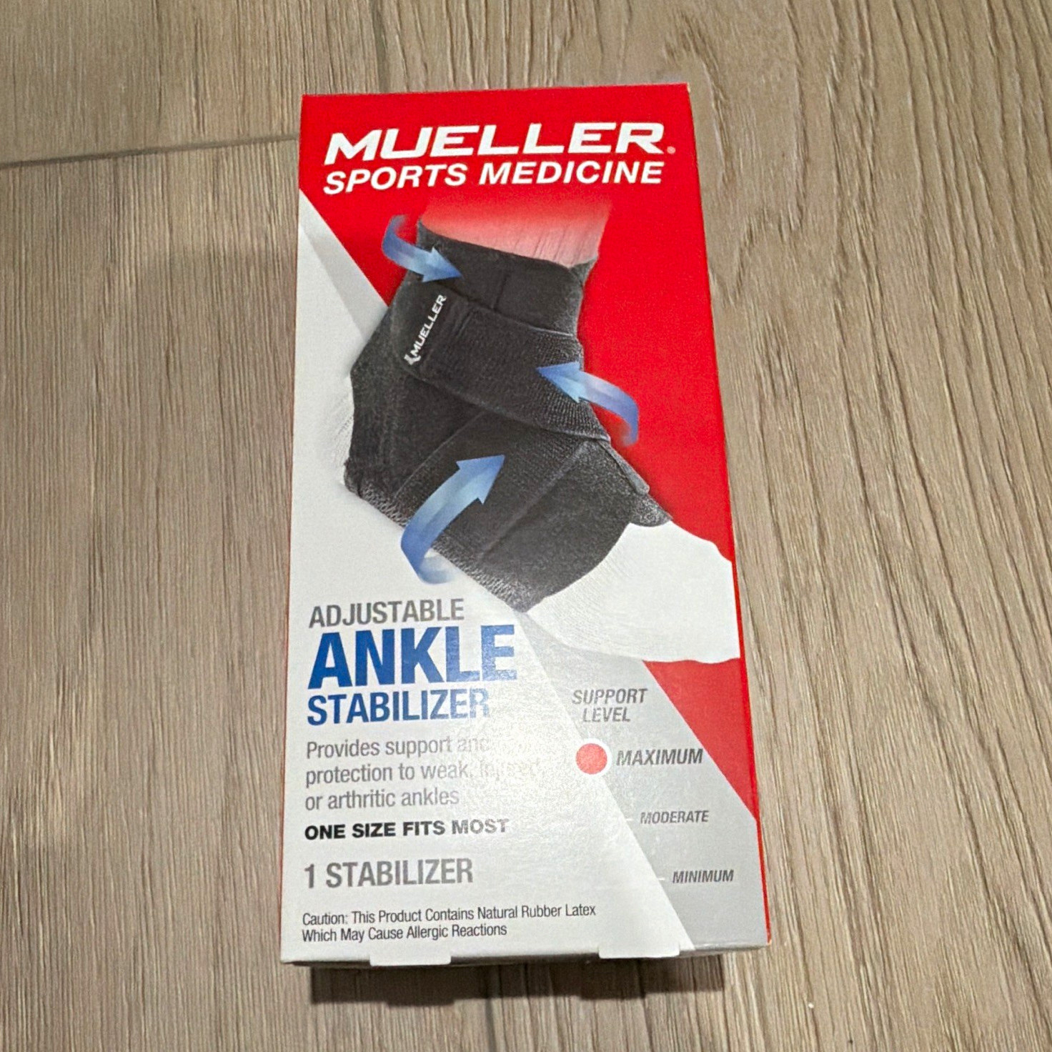 Mueller Adjustable Ankle Stabilizer Brace One Size Neoprene Black Support