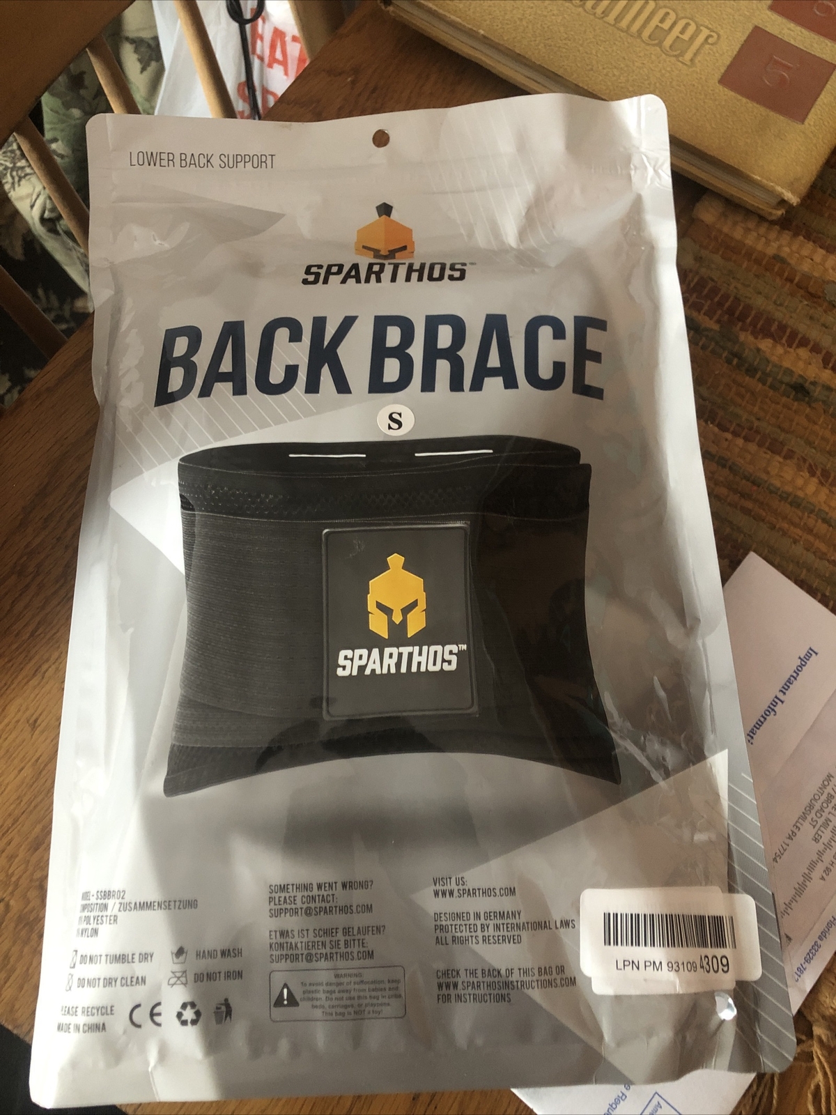 Sparthos Men’s Black Lower Back Support Brace Size S
