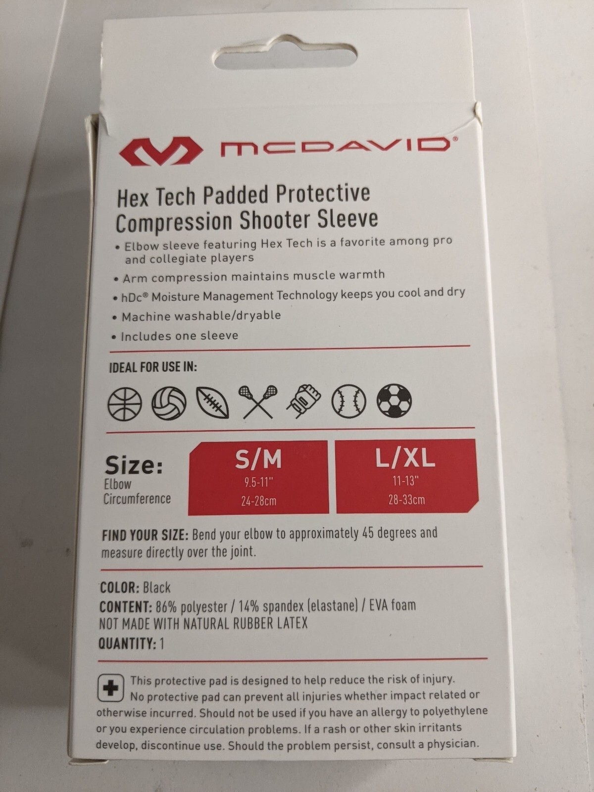 Hex Tech Padded Protective Compression Shooter Sleeve Basketball McDavid Sport