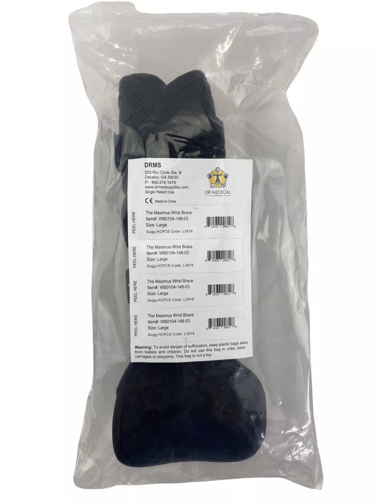 Dr Medical The Maximus Wrist Brace WB0104-148-03 Size Large – Ambidextrous NEW