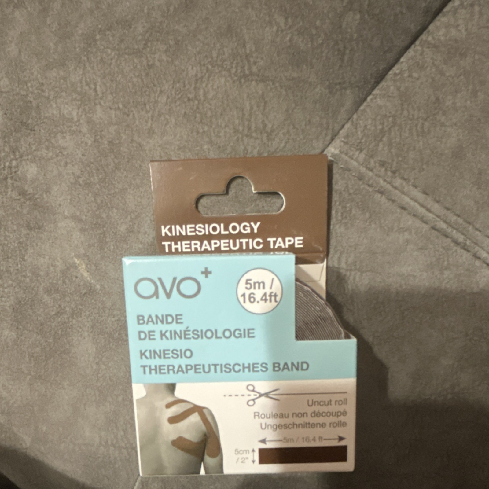 avo+ Kinesiology Therapeutic Tape Brown 5cm x 5m Water Resistant Hypoallergenic