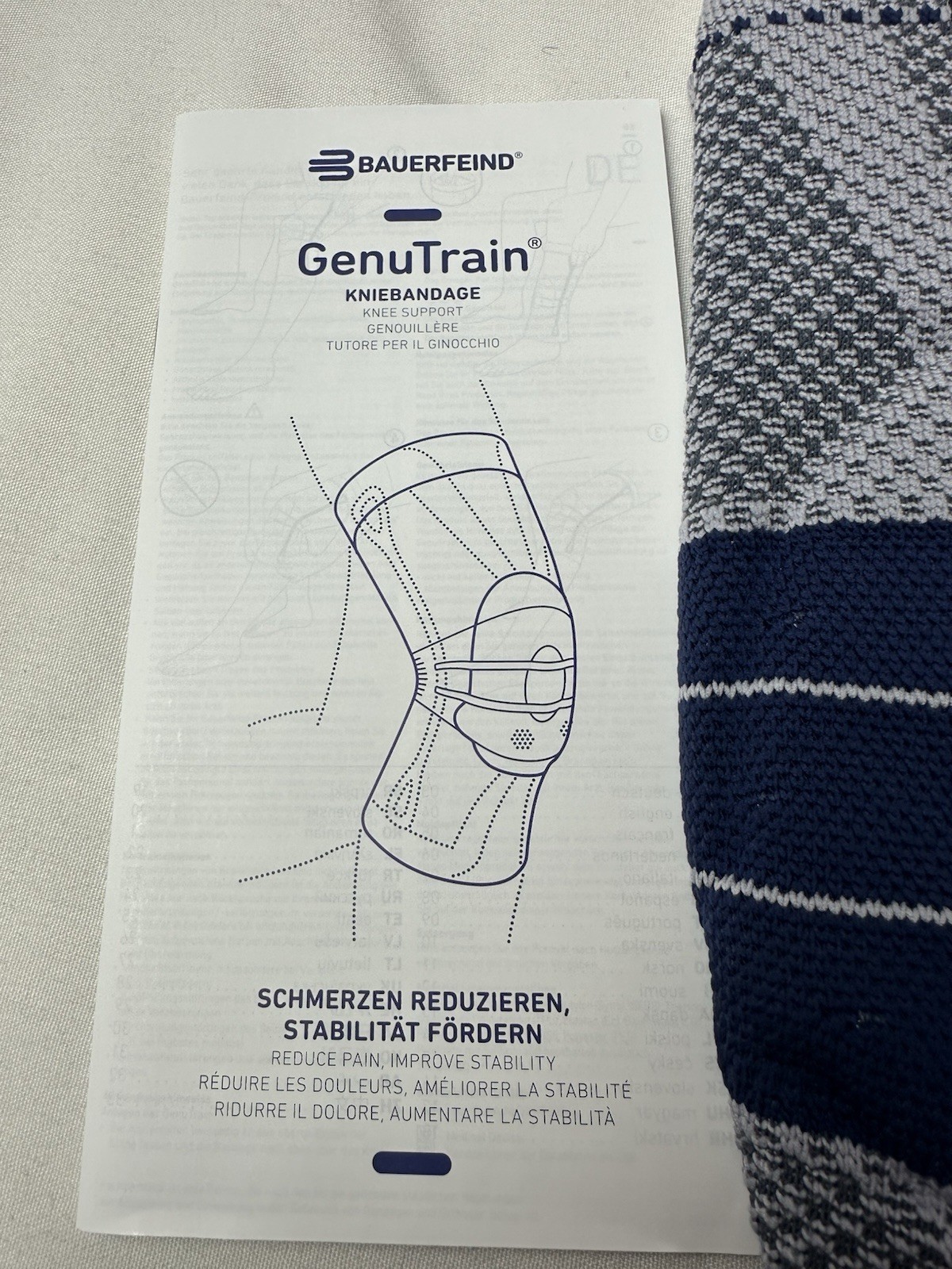 Bauerfeind GenuTrain Knee Support Size 1 Titan/Blue New Open Box