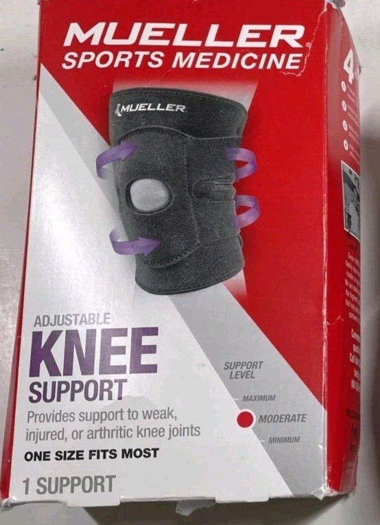 Mueller Adjustable Knee Support Brace Black One Size Fits Most Moderate Support