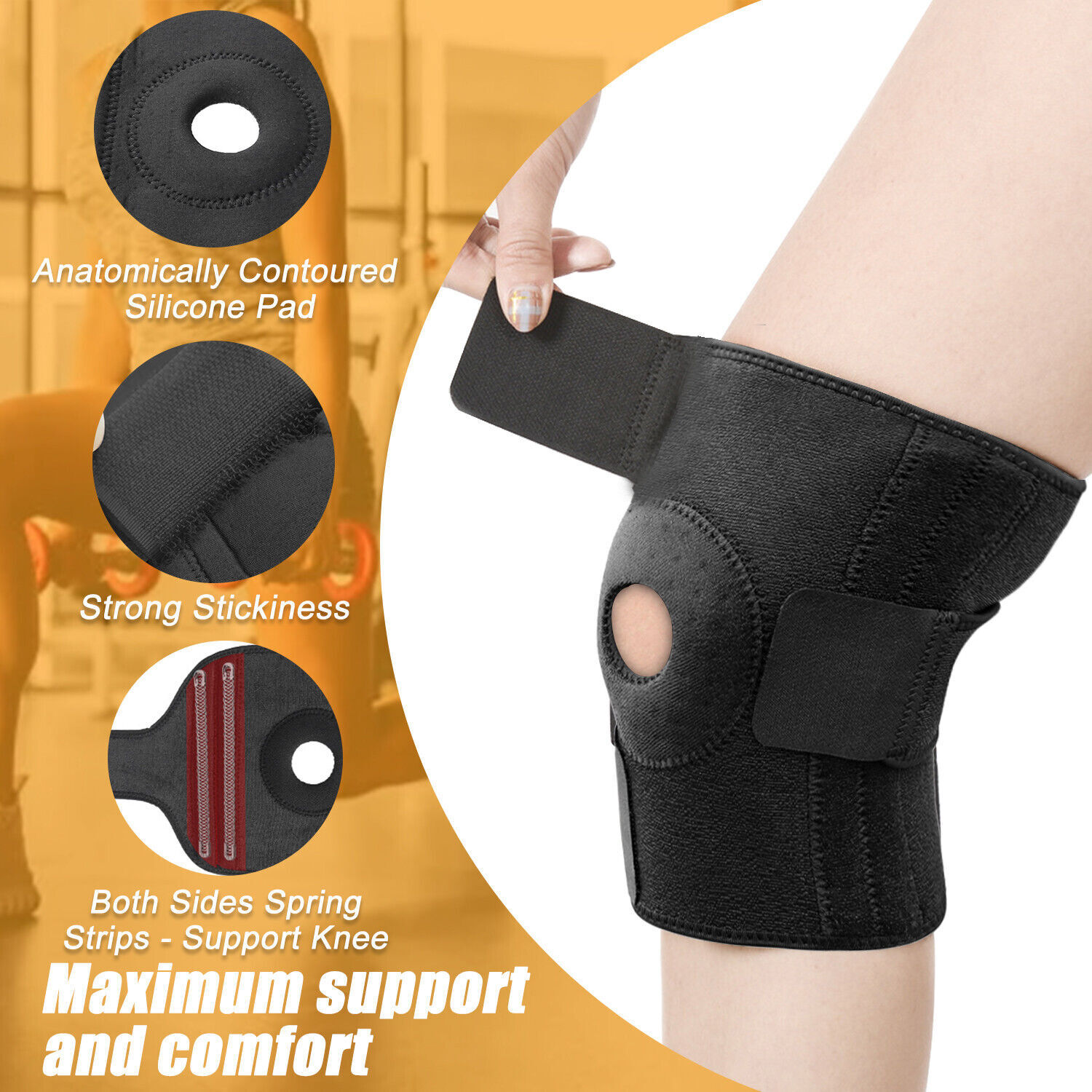 Knee Brace Compression Sleeve Support Sports Joint Arthritis Patella Stabilizer