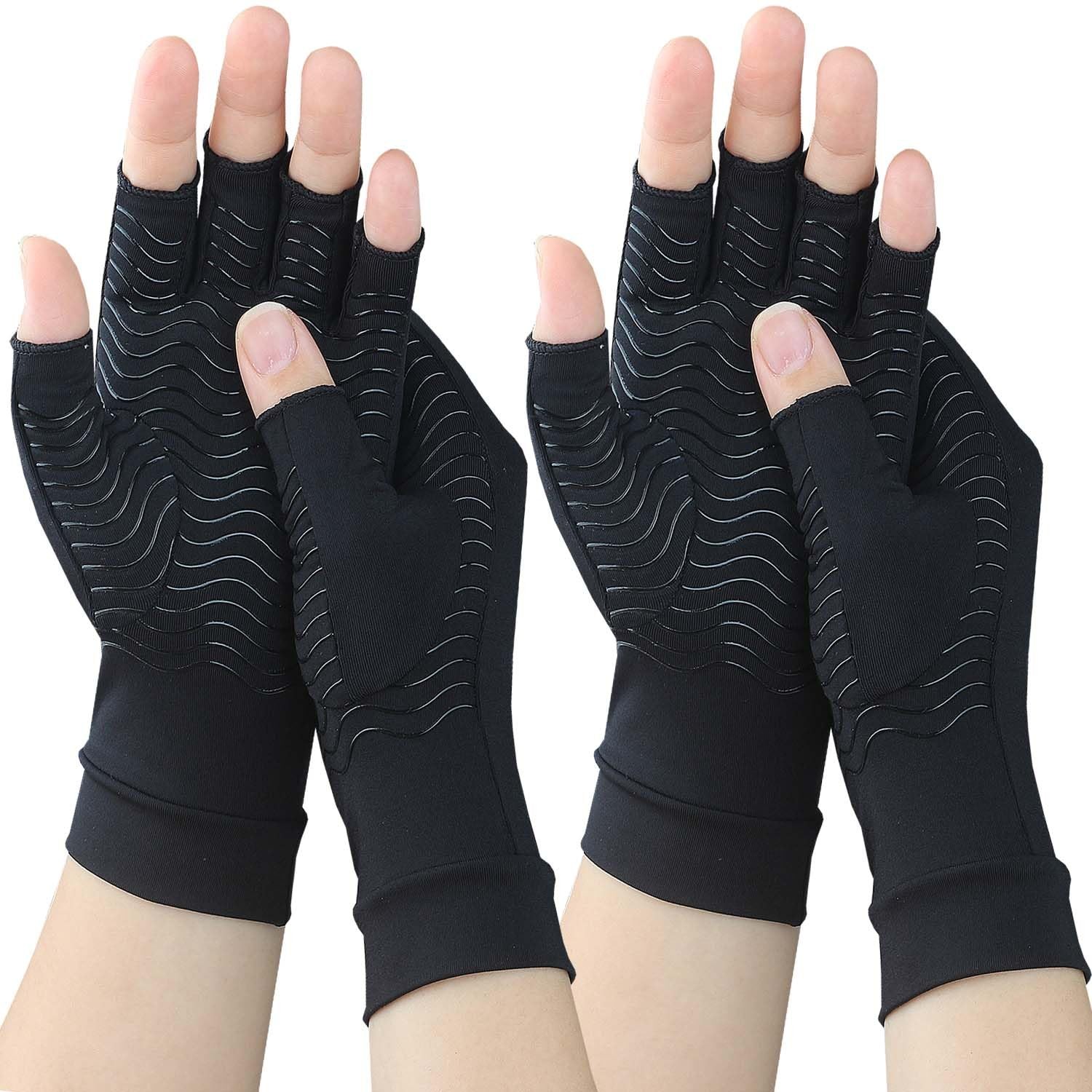 2 Pairs Copper Arthritis Compression Gloves for Rheumatoid, Osteoarthritis,