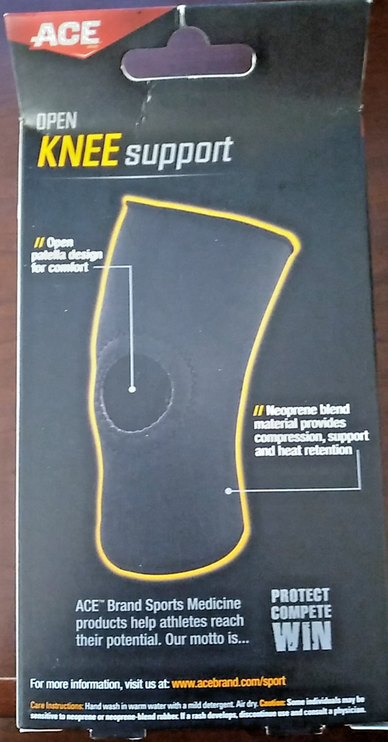 2 Pack ACE Open Knee Support Neoprene Blend Sz MEDIUM Mild Support Compression