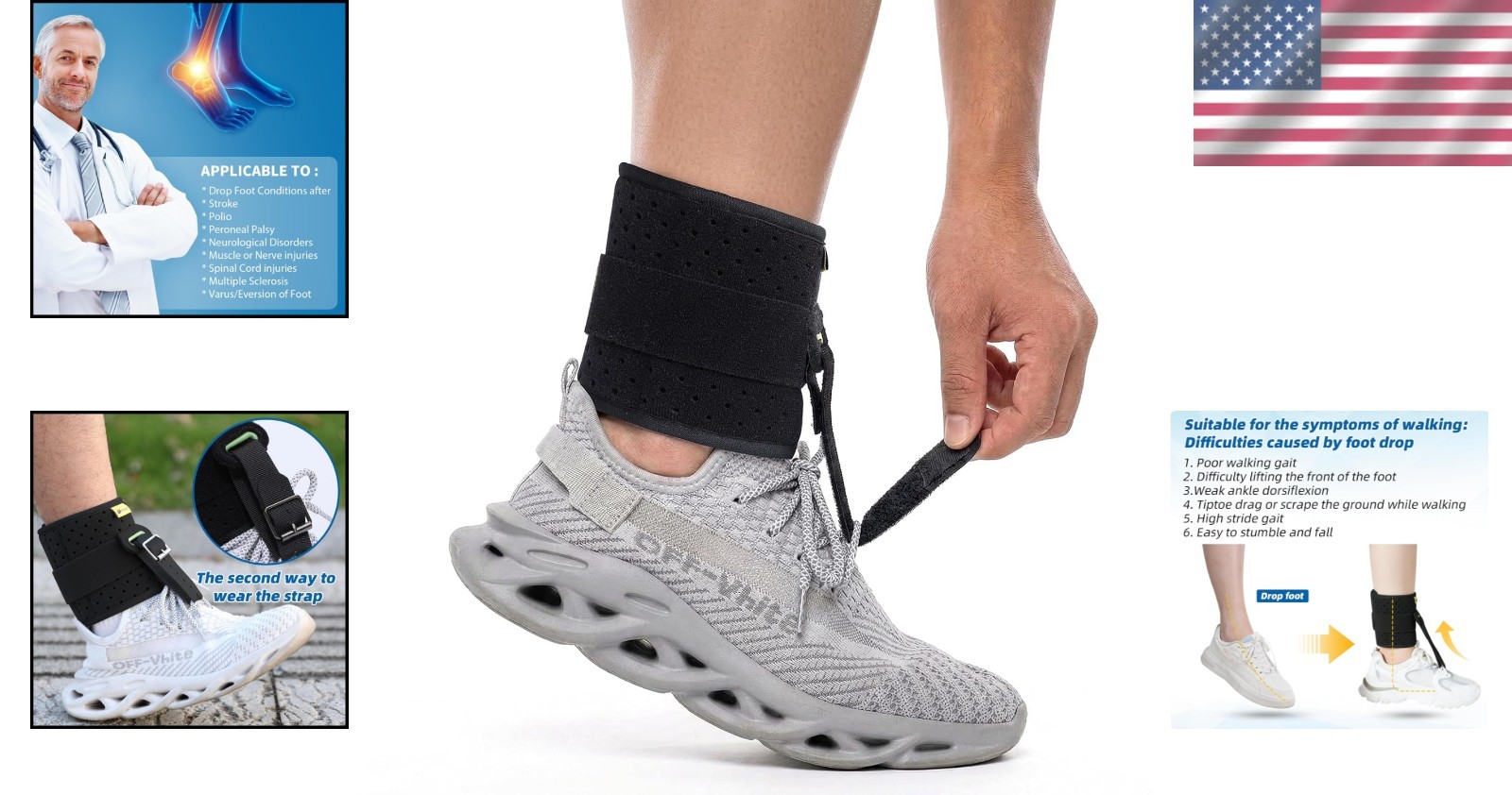 Ergonomic Foot Drop Brace – Adjustable Ankle Support for Improved Gait Stability