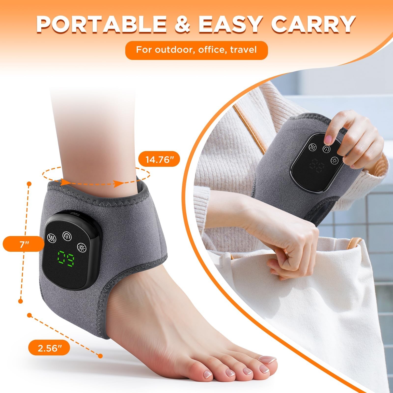 Cordless Ankle Heating Pad Foot Massager, Ankle Massager for Pain Relief, Hea…