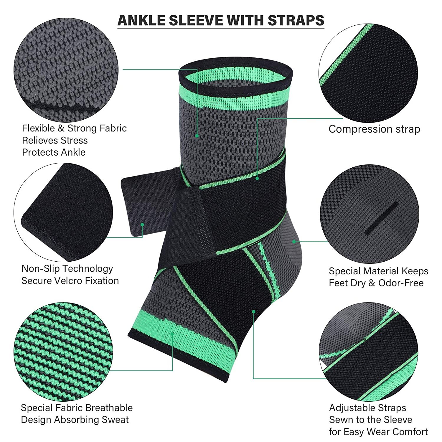 Ankle Brace Support Compression Sleeve Plantar Fasciitis Foot Pain Relief Unisex