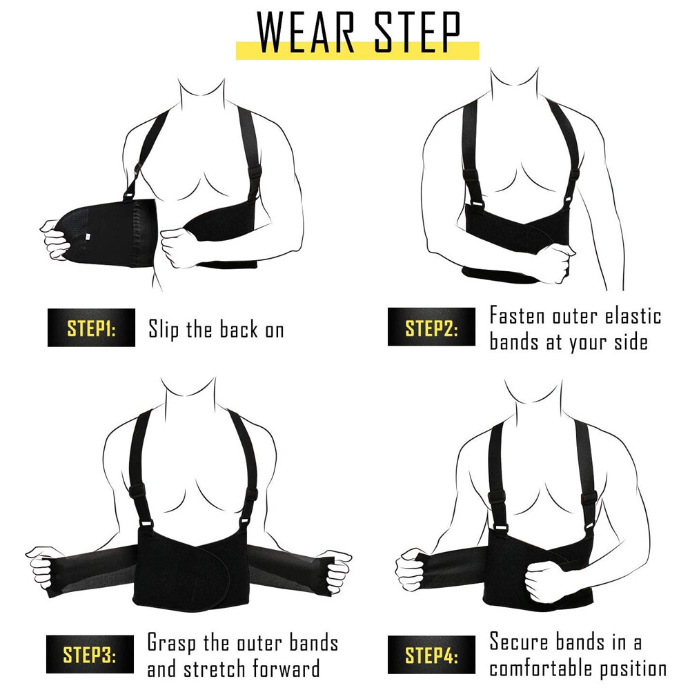 Heavy Duty Lumbar Lower Back Waist Support Work Belt Brace Suspender Weight Lift
