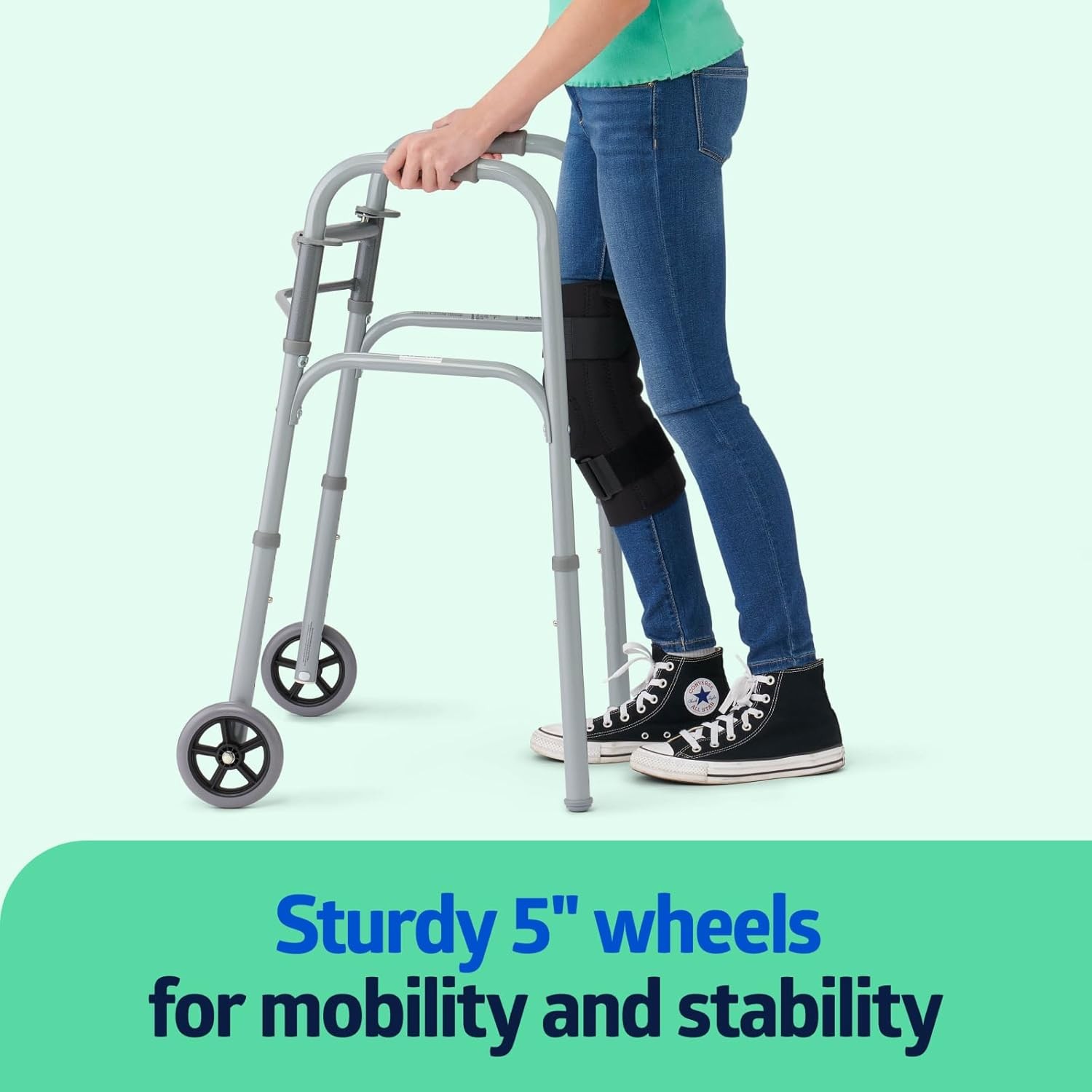 Two-Button Patient Therapy Folding Walker for Patients 46 to 55 in Height