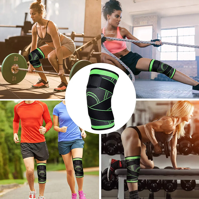 Knee Sleeve With Strap Compression Brace Support Gym Joint Pain Arthritis Relief